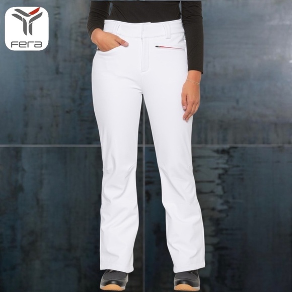 FERA Tyra Soft Shell 4-Way Stretch Waterproof Snow/Ski Pants in White  NWT/14R - Picture 2 of 13